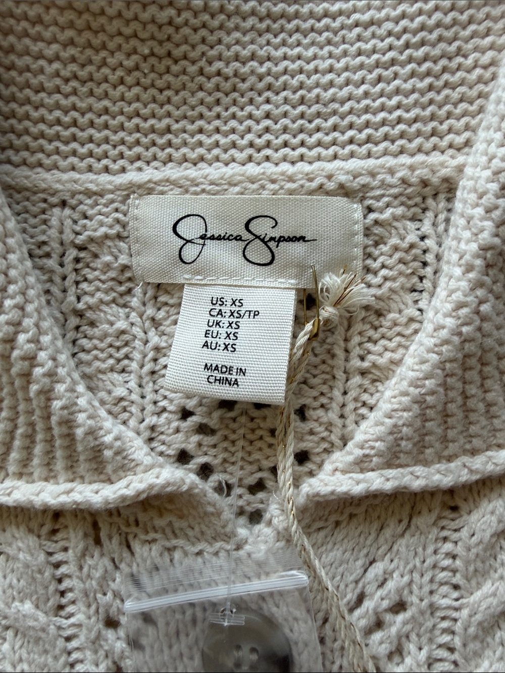 Soft Cream Knit Button-Up Women's Sweater - Picture 3 of 4